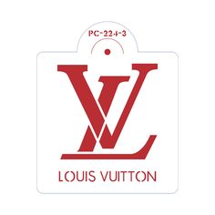 the louis vutton logo is shown in red and white, with an orange circle around it