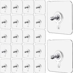 twelve square shower faucets with the handles and knobs on each one side