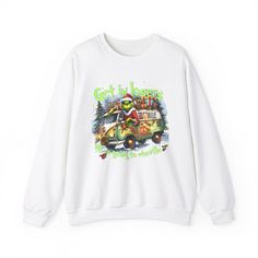 Join the Grinch on a festive adventure with our Grinch Christmas Road Trip Sweatshirt. This cozy sweatshirt features the Grinch driving a pickup truck filled with Christmas goodies, with the fun text "Get in losers, we're going to Whoville." Perfect for holiday parties, family gatherings, or just spreading some Christmas cheer. Made from high-quality fabric for ultimate comfort. Available in various sizes. Get yours today and celebrate the holidays in style! Casual Graphic Print Sweatshirt For Holiday, Casual Holiday Sweatshirt With Graphic Print, Casual Graphic Print Holiday Sweatshirt, The Grinch Christmas Sweater, Grinch Christmas Sweatshirt, Grinch Crewneck Sweatshirt, Christmas Road Trip, Extra Grinchy Shirt, Christmas Crewneck Sweatshirt Grinch