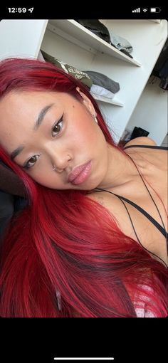 Megan Trong, Bright Red Hair Dye, Aesthetic Grwm, Beauty Moodboard, Red Hair Makeup, Haircut 2023, Short Choppy Haircuts, Natural Curly Hair Cuts