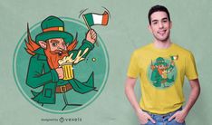 Funny t-shirt design featuring a leprechaun holding a glass of beer. Can be used on t-shirts, hoodies, mugs, posters and any other merchandise. Ready to use on Merch by Amazon, and other print-on-demand platforms like Redbubble, Teespring, Printful and others. Glass Of Beer, T-shirt Design Illustration, Mo Design, T Shirt Design Vector, Funny Tshirt Design, Unicorn Tshirt, Valentine T Shirts, Shirt Print Design