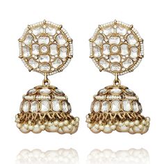 A must-have to create gorgeous everyday looks! Jhumki earrings ornamented with kundan stones and pearls. Approximate earrings length is 2.9" and width is 1.2". Antique gold-plated on high-quality brass as the base metal. In-stock & ready-to-ship. *Please Note: We use faux stones and beads in all of our jewelry. Jhumki Earrings, Faux Stone, Base Metal, Antique Gold, Everyday Look, To Create, Gold Plate, Plating, Brass