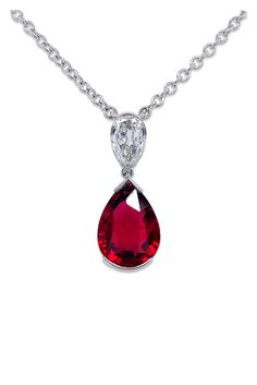 Bayco Jewels - Pear Shape Ruby Pendant Necklace Ruby Necklace Simple, Ruby Pendant Necklace, Ruby Necklace Pendant, Ruby Pendant, Ruby Necklace, Necklace Simple, Exclusive Gift, Pear Shape, Gemstone Colors