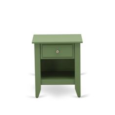 a small green nightstand table with one drawer