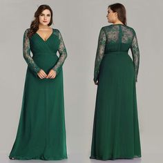 Have no idea what to wear for your occassion? Get inspired of this plus size lace long sleeve evening dress with Lulusllly.com, we promise you the bets quality. Green Wedding Gown, Long Sleeve Evening Dress, Party Gown Dress, Apparel Branding, Bride Gown, Wedding Green, Plus Size Gowns, Evening Dresses Online, Affordable Prom Dresses