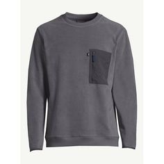 NEW MEN'S FREE ASSEMBLY POLAR FLEECE CREW SWEATSHIRT ~ S. Crew Neck Outdoor Sweatshirt, Gray Crew Neck Sweater With Pockets, Modern Chests, Cold Weather Outfit, Crew Sweatshirts, Polar Fleece, New Man, Chest Pocket, Cold Weather