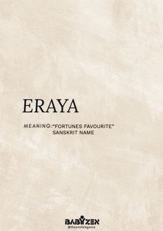 the front cover of eraya meaning, fortunes, and savorite