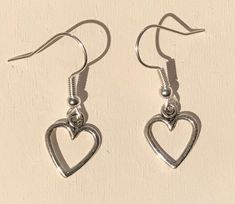 Tibetan silver heart drop earrings  Silver plated wires or choose 925 silver wires Drop length 2.5cm Drop Earrings Silver, Star Chain, Wire Necklace, Heart Drop Earrings, Stirling, Silver Drop Earrings, Earrings Silver, Silver Wire, Silver Heart