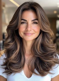 Embrace timeless elegance with these classic brunette layers! 🤎✨ Soft, flowing layers enhance the natural richness of brunette tones, adding movement and texture for an effortlessly chic look. Perfect for a sophisticated style that never goes out of fashion! 💇‍♀️ Brunette Layers, Layered Hair Cuts, Brunette Tones, Colour Highlights, Hair Cuts For Women, Thick Hair Cuts, Romantic Hairstyles, Faded Hair, Colored Curly Hair