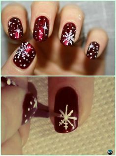 Diy Christmas Nail Art, Christmas Nail Art Ideas, Christmas Nails Diy, Snowflake Nail, Christmas Tree Nails, Tree Nails, Diy Winter, Cute Christmas Nails