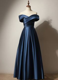 Simple Short Bridesmaid Dresses, Blue Long Prom Dress, Navy Blue Prom Dress, Sweetheart Evening Dress, Off Shoulder Bridesmaid Dress, Prom Dress Blue, Beaded Party Dress, Long Party Dress, Chiffon Party Dress