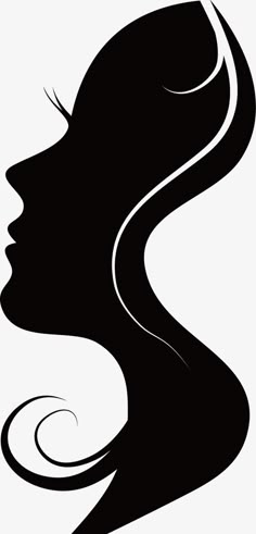 the silhouette of a woman's head with long hair