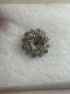 Good vintage condition Antique Blue Jewelry With Brooch, Vintage Blue Brooches For Jewelry Making, Blue Victorian Brooches For Formal Occasions, Blue Victorian Brooch For Formal Occasions, Victorian Blue Brooch For Formal Occasions, Ornate Blue Brooch For Formal Occasions, Vintage Sapphire Brooch Jewelry, Ornate Blue Brooches For Wedding, Ornate Blue Wedding Brooches