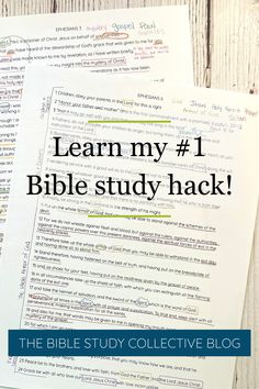 the bible study collective's book, learn my 1 bible study hack with text overlay