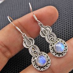 "Natural Rainbow Moonstone Round Gemstone Dangle Earring - 925 Sterling Silver Handmade Designer Women Dangle Earrings length 1.6\"- ae2906 ( Stamped 925 ) MATERIAL - 925 STERLING SILVER GEMSTONE - Moonstone STONE SIZE - 8 x 8 MM STONE SHAPE - Round EARRINGS LENGTH - 1.6\" EARRING WEIGHT - 5.04 GRAMS COLOR - AS SEEN IN PICTURE" Nickel-free Moonstone Earrings For Gifts, Handmade Moonstone Earrings As Gift, Silver Nickel-free Moonstone Earrings, Handmade Moonstone Earrings For Gift, Silver Moonstone Earrings With Ear Wire, Moonstone Earrings Gift, Moonstone Earrings As A Gift, Silver Moonstone Gemstone Earrings, Handmade Moonstone Earrings