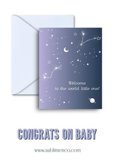 congratulations card for baby with stars and the words welcome to the world little one on it