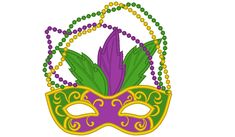 a mardi gras mask with beads around it