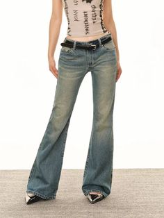 Women Flare Jeans, Vintage Y2k Aesthetic, Flare Jeans Vintage, Cowboy Pants, Womens Flare Jeans, Denim Decor, Streetwear Jeans, Tokio Hotel, Women Cargos