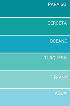 the different shades of blue and green are shown in this color chart, which is also labeled