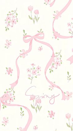 pink ribbon and flowers on white background