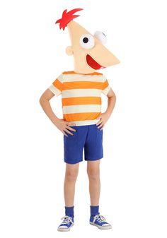 a young boy in shorts and an orange striped shirt is standing with his hands on his hips