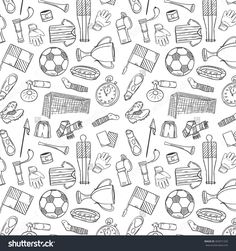 black and white seamless pattern with sports related items stock photo - 778971