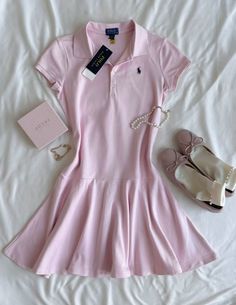 #poloralphlauren #trendy #outfits #fashion Ralph Lauren Mini Dress, Pink Polo Dress, Polo Dress Aesthetic, Classy Outfits Pink, Ralph Lauren Outfits Women Casual, Pink Old Money Outfit, Pink Classy Outfits