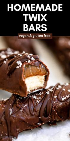 homemade twix bars are made with vegan and gluten free chocolate