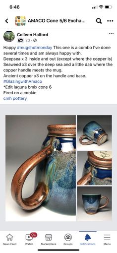 the facebook page is showing an image of some pottery