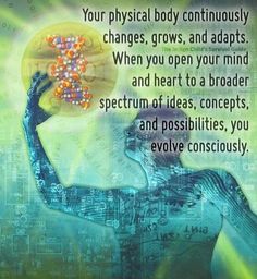 a person holding a bunch of colorful balls in their hand with the words, your physical body contemplates changes, grows and adapts when you open your mind and heart to broad