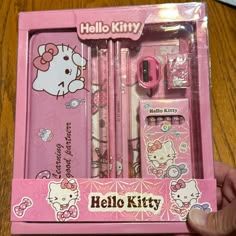 Hello Kitty Pencil Case Set. You Get A Pencil Case, Pencils, Ruler, Sharpener, Eraser And Crayons. Cute ! Melody Pencil Case, Decorate School Supplies, Hello Kitty Pencil Case, Hello Kitty School Supplies, Hello Kitty Pencil, Hello Kitty School, Kitty Crafts, Cute Stationary School Supplies, School Pencil Case