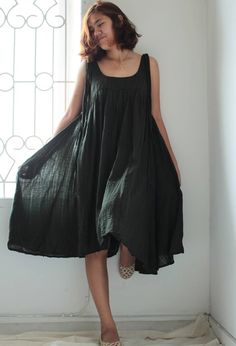 Ready to ship today I'm a traveller 2 linen/cotton dress  black only one left   (fit all size) (1446 Fabric Balloon, Urban Boho, Dress Knee Length, Dress Cotton, Sweet Dress, Sun Dress, Knee Length Dresses, Plus Size Dress, Knee Length Dress