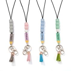 Personalized and Unique - Attention! If you need to carry a key or ID card every day, then you can't miss this custom-designed lanyard, which incorporates letter silicone beads and pencil custom pendants, which can personalize your name!Perfect Gift - This lanyard is beautiful and versatile, making it a perfect gift for teachers or family, and friends. Note:The title is replaced by silicone letters by default, the abbreviation . is replaced by white silicone beads, and the last name is customize Cheap Gift Lanyards With Key Leash, Cheap Adjustable Lanyards For Teacher Appreciation, Cheap Personalized Lanyards For Teacher Appreciation, Personalized Multicolor Lanyards For Teacher Appreciation, Custom Teacher Lanyard, Silicone Teacher Lanyard, Lanyard Tutorial, Personalized Multicolor Lanyards, School Id