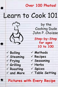 a cookbook with instructions on how to cook