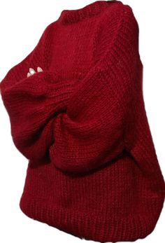 Long Clothes For Women, Cute Big Sweaters, Red Cozy Outfit, Cute Winter Sweater Outfits, Dark Red Sweater Outfit Aesthetic, Red Chunky Sweater, Red Wool Sweater, Oversized Sweaters For Women, Chunky Red Sweater