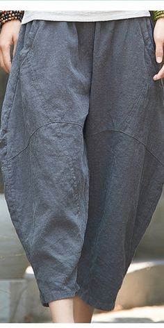 Summer Linen Wide Leg Women Casual Pants Elastic Waist Summer Linen, Comfy Pants, Linen Short, Linen Pants Women, Vintage Pants, Summer Fabrics, Women Pants Casual, Linen Women, Waist Pants