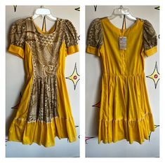 "This stunning Patio Dress from the 1940s - 50s. Yellow! Features trim and a full circle skirt. No size tag. Should fit a modern size M-L, based on measurements. See size chart in photos.  bust: 38\"  waist: 30\"  Hips: full length: 36\"  No stains or holes. Cute!" Patio Dress, Fiesta Dress, Full Circle Skirt, Square Dancing, Ugly Sweater Party, Full Circle Skirts, 50s Fashion, Full Circle, Circle Skirt