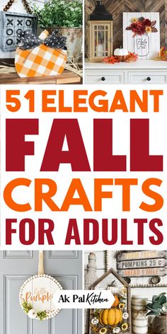 several different fall crafts for adults to make