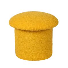 a yellow stool that is made out of foam and has a round shape on the top