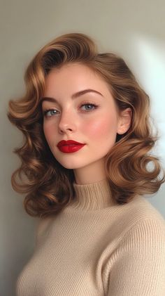 💫🦋 Reinvent the Versatile Vintage Hollywood Hair Retro waves Christmas hairstyle | Glamorous 2a Hair, Spring Gift Ideas, Retro Curls, Vintage Waves, Saving Techniques