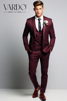 Burgundy Suit Men, Coat Pant For Men, Wine Colored Wedding, Maroon Suit, Burgundy Suit, Wedding Suits Groom, Prom Suits, Party Kleidung, Men’s Suits