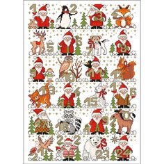 a cross stitch pattern with santas and reindeers on the numbers for each number