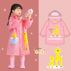 Girl's Clothing picture color 14 / S-M(90-105CM) Kids Raincoat Waterproof Playful Winter Raincoat For Playtime, Playful Waterproof Raincoat For Rainy Weather, Playful Winter Playtime Raincoat, Playful Raincoat For Rainy Season, Playful Hooded Outerwear For Outdoor Activities, Playful Winter Raincoat, Playful Hooded Raincoat For Rainy Weather, Hooded Fall Raincoat For Playtime, Playful Winter Raincoat For Outdoor Use