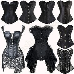 Top Rated Black Overbust Steampunk Corset Tops Bustier Gothic Lingerie Basque Party Dress, women's tops Oc Costume, Steampunk Goth, Gothic Lingerie, Fashion Haul, Fashion Formal, Corset Tops, Fantasy Wardrobe, Plus Size Corset