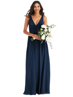 Deep V-Neck Chiffon Maxi Bridesmaid Dress | The Dessy Group Dusk Blue, Maxi Bridesmaid Dresses, Infinity Dress, Dress Order, Chiffon Maxi, Chiffon Maxi Dress, Dress Measurements, Stretch Satin, Circle Skirt