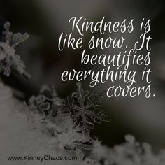 a snowflake with the quote kindness is like snow if beautifies everything it covers