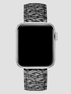 Genuine leather watch strap Allover signature G-Cube pattern Magnetic lug connections Silver-tone pilot buckle closure Fits case diameters 42-44 mm Luxury Black Apple Watch Band For Business, Designer Black Leather Watch Bands, Cube Pattern, Leather Watch Strap, Gray Leather, Grey Leather, Watch Strap, Arm Band, Accessories Watches