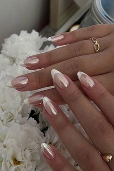 Unique Bridal Nails, Blushing Nails, Proposal Nails, Engagement Nails, Aesthetic Nail, Moon Nails, Chanel Collection, Pearl Nails, Bride Nails