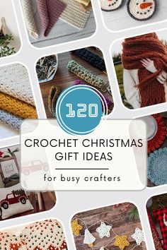 crochet christmas gift ideas for busy crafters cover image with text overlay that reads, 120 crochet christmas gift ideas for busy crafts