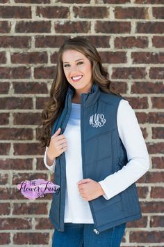 Check out Monogrammed Puffy Vest, Personalized Vest, Warm Puff Vest, Personalized Women&#39;s Vest, Fall Vest, Winter Vest, Preppy Women&#39;s Puff Vest, on theflowerfairyshop Check Vest, Checkered Sweater, Preppy Women, Puff Vest, Fall Vest, Sweater Vests, Coordinating Outfits, Puffy Vest, Winter Vest